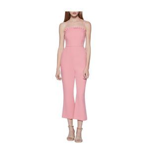BCBGeneration Ruffle Square Neck Flare Jumpsuit